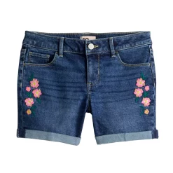 Girls 6-20 SO® Denim Midi Shorts in Regular & Plus Size -Sleep On It Sales Shop 5842142 Medium Wash Flower