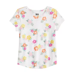 Girls 6-20 SO® Printed Tee in Regular & Plus Size -Sleep On It Sales Shop 5842622 Cream Floral