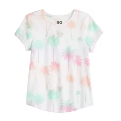 Girls 6-20 SO® Printed Tee in Regular & Plus Size -Sleep On It Sales Shop 5842622 Cream Palms