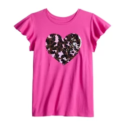 Girls 6-20 SO® Ruffle Sleeve Flip Sequin Graphic Tee in Regular & Plus Size -Sleep On It Sales Shop 5848052 ALT