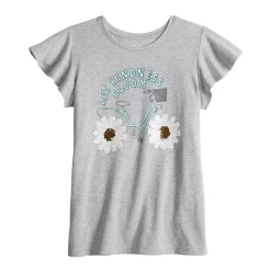 Girls 6-20 SO® Ruffle Sleeve Flip Sequin Graphic Tee in Regular & Plus Size -Sleep On It Sales Shop 5848052 Gray Daisy