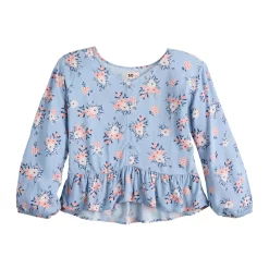 Girls 6-20 SO® Button Front Peplum Top in Regular & Plus Size