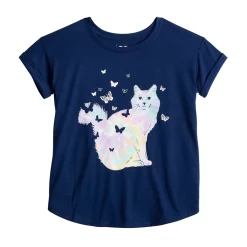 Girls 6-20 SO® Graphic Tee in Regular & Plus Size -Sleep On It Sales Shop 5854659 Navy Cat