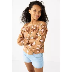 Girls 6-20 SO® Off-The-Shoulder Ruffled Top in Regular & Plus Size -Sleep On It Sales Shop 5866426 ALT9