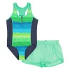 Girls 7-16 ZeroXposur Mesh Zip Swimsuit with Shorts in Regular & Plus