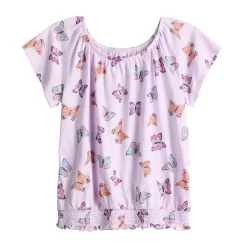 Girls 6-20 SO® Short Sleeve Puff Top in Regular & Plus Size 8 Girls 6-20 SO® Short Sleeve Puff Top in Regular & Plus Size -Sleep On It Sales Shop 5882003 Purple Butterfly