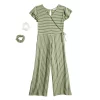 Girls 7-20 Knit Works Striped Wrap Front Jumpsuit with Scrunchies