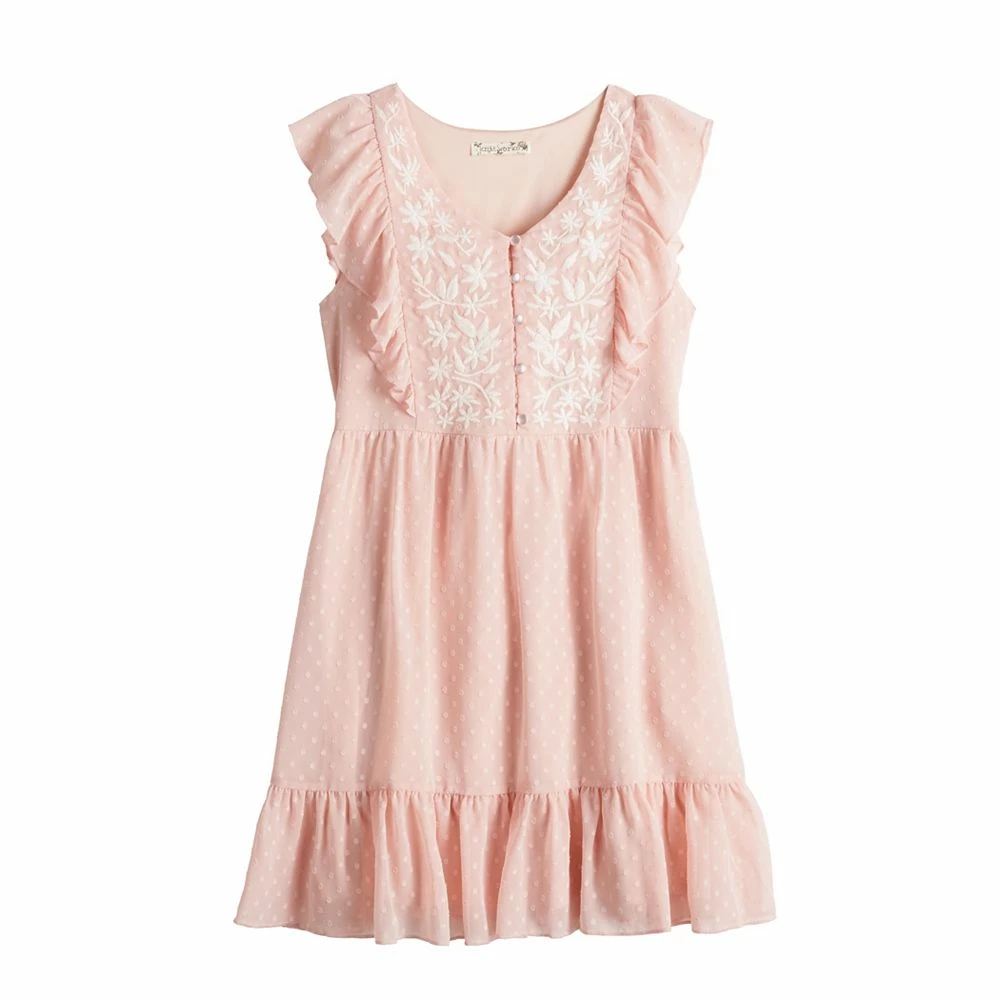 Girls 7-16 Knit Works Ruffle Button Front Tier Dress in Regular & Plus Size 1 Girls 7-16 Knit Works Ruffle Button Front Tier Dress in Regular & Plus Size