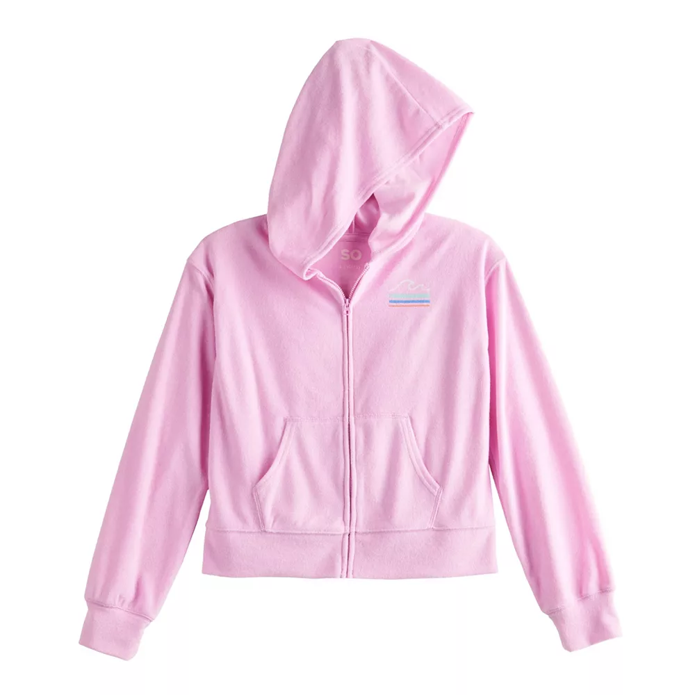 Girls 6-20 SO® Towel Terry Zip Hoodie in Regular & Plus Size 1 Girls 6-20 SO® Towel Terry Zip Hoodie in Regular & Plus Size